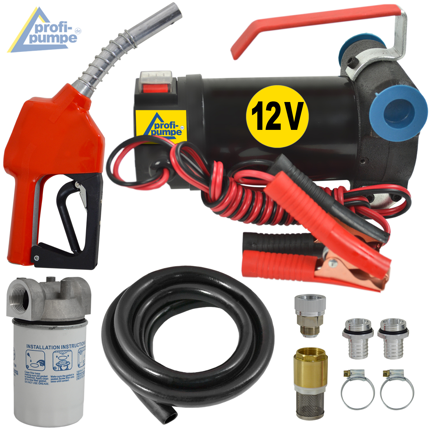 Diesel - Batterieset - 12V - 50 l/min - Zapfpistole - Schlauch - Anschluss  3/4 , 204,18 €