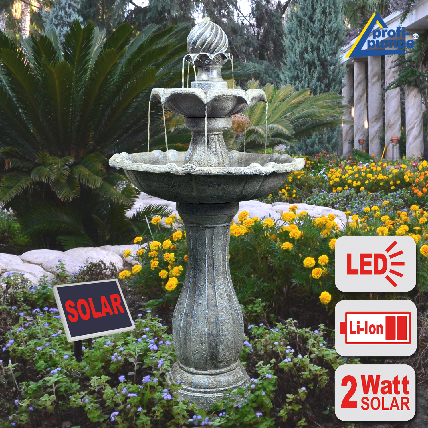 LED Lichter Garten Wasserspiel Solarpumpe Springbrunnen Gartenbrunnen Teichpumpe 