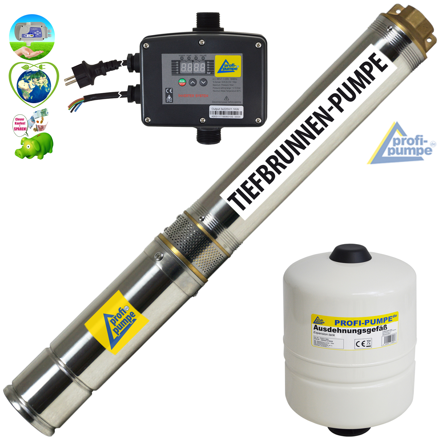 3" Tiefbrunnenpumpe  750W 6bar und 750W 11,5bar  2400 l/h Gartenpumpe 