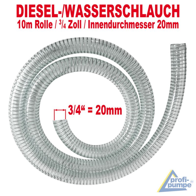 Diesel Spiralschlauch Innendurchmesser 20mm für 3/4"-Tüllen, 10m