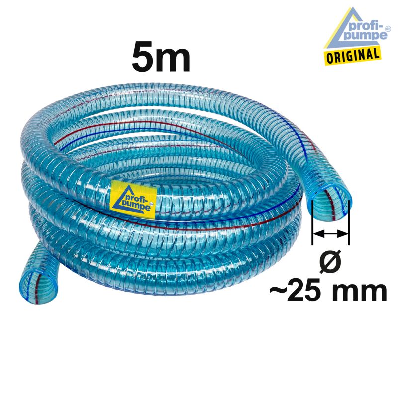 PVC DIESEL-2 spiralverst&auml;rkter Schlauch, Innendurchmesser 25mm f&uuml;r 1"-T&uuml;llen, 5m