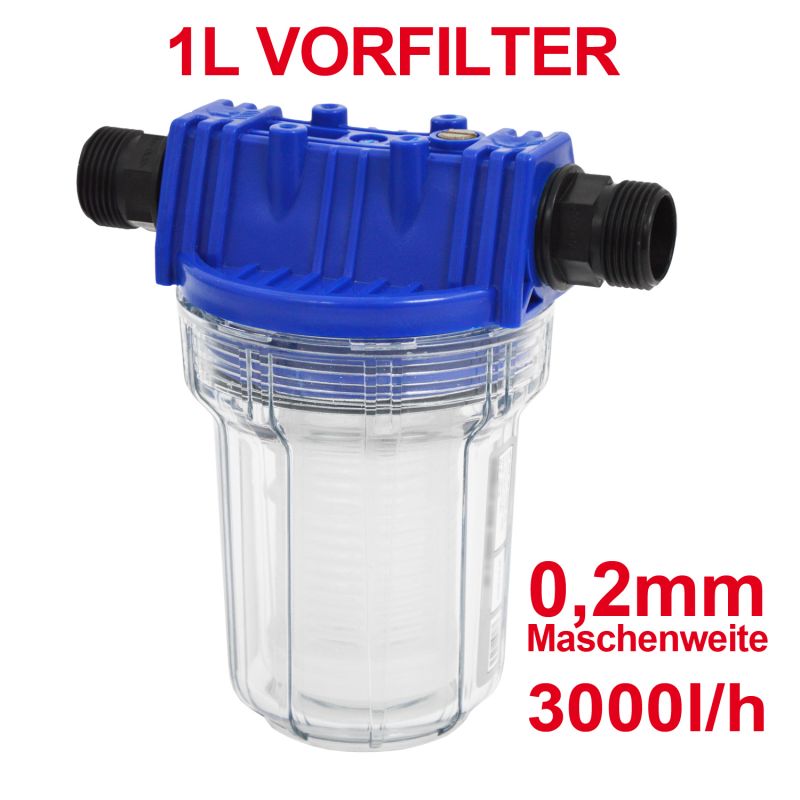 Kartuschenfilter 1 Liter, Wasser Vorfilter, Schmutzfilter, Sandfilter, Vorsatzfilter