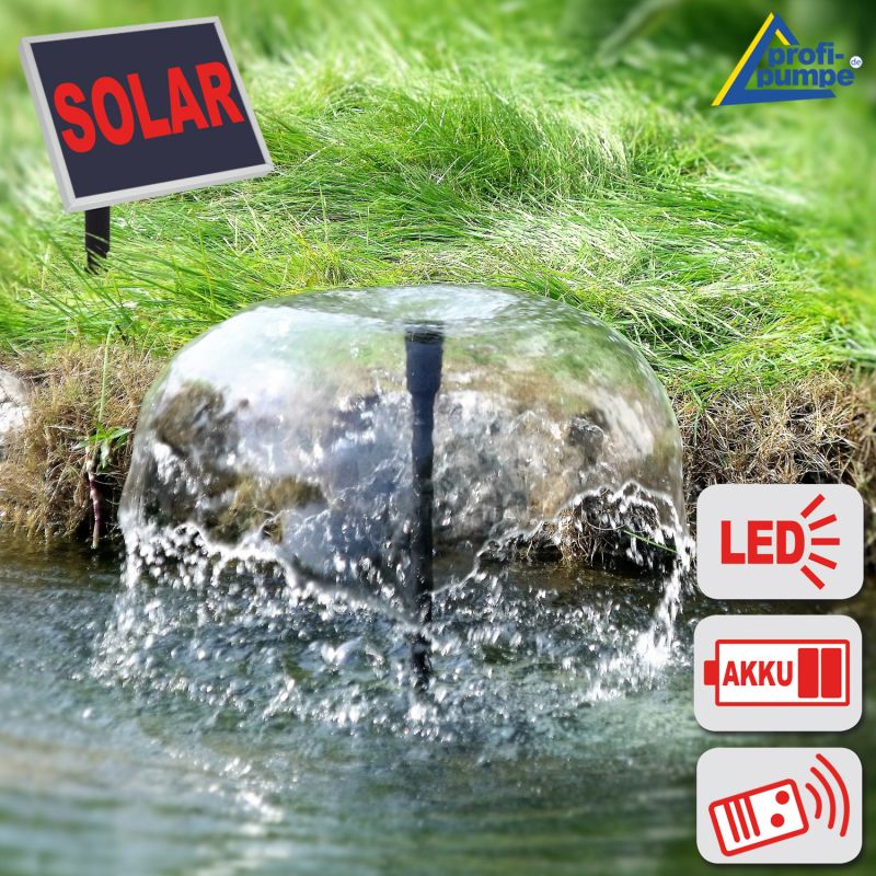 SET Teich-Solar "Oasis 1601R"-1, Akku, FB und Licht Teichset-Solar Oasis, Akku, Fernbedienung Licht, Solar Teich Pumpe Springbrunnen Wasserspiel, Brunnen, Gartenbrunne, Zierbrunnen, Solarbrunnen, Solarspringbrunnen, Teichbeleuchtung, Solarwasserspiel