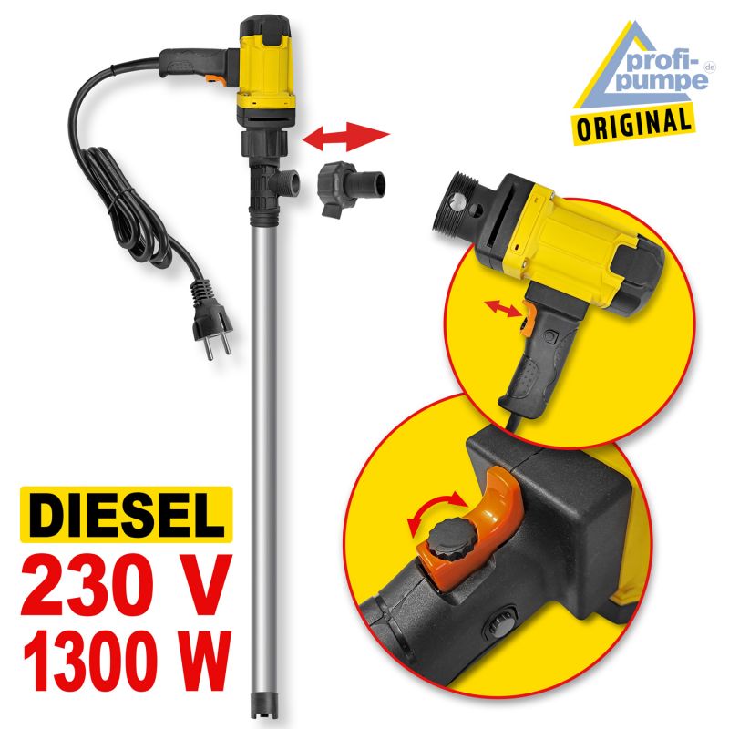 Diesel 230v Fass-Pumpe Set 2.2 - Details Diesel 230V Fass-Pumpe, Diesel Fasspumpe, Öl Fasspumpe, Umfüllen von Dieselfässern