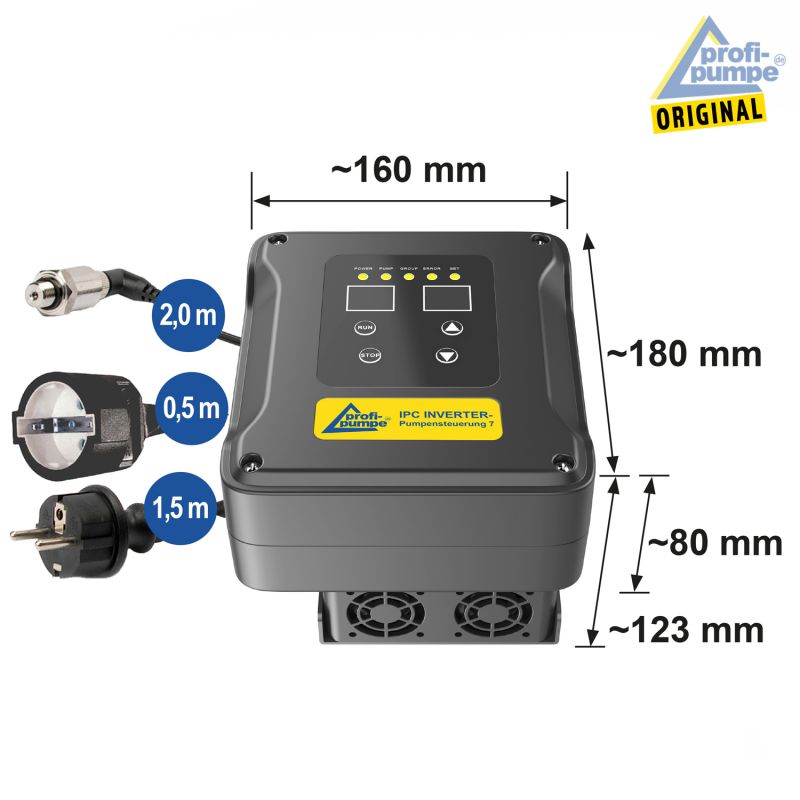 IPC INVERTER-Pumpensteuerung 7 - 1,5KW 1*230V/1*230V- Abmessungen IPC INVERTER-Pumpensteuerung 7 - 1,5KW 1*230V/1*230V- Abmessungen