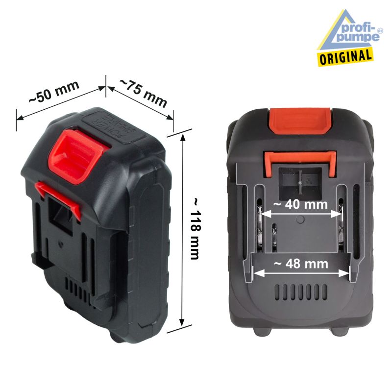 Li-Ion Akku 2000mAh 24V - Abmessungen Li-Ion Akku 2000mAh 24V - Abmessungen