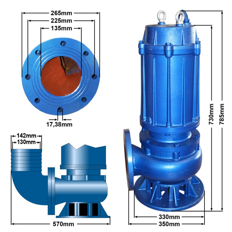 Schmutzwasserpumpe, Tauchpumpe bis 7m, bis zu 20.000l/h, elektrisch inkl.  10m Abpumpschlauch, Stier – Mietpark Leonberg