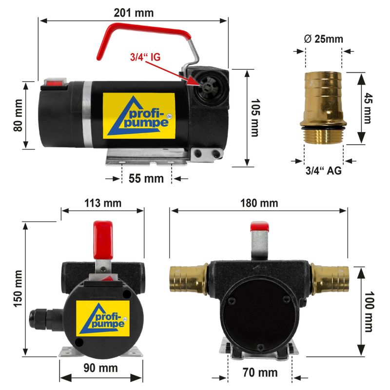 Diesel Star 160-4 - 230V-Pumpe ohne Zubehör, mit 2Stk Tüllen, 2Stk Schellen