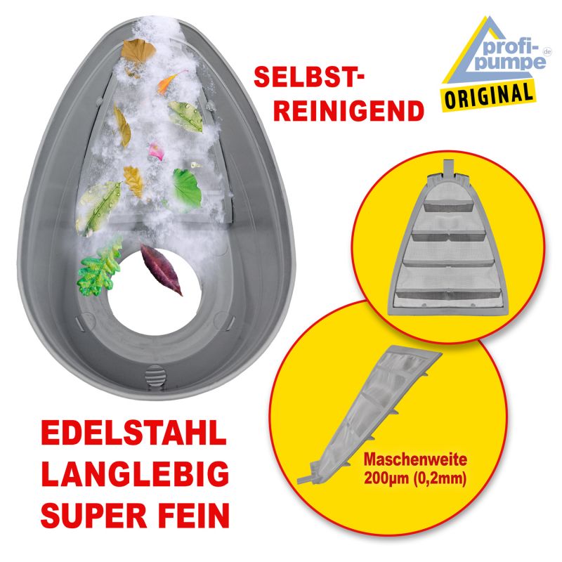 Fallrohrfilter T33 Filter - Features Fallrohrfilter T33 zink-grau, Regenfilter, REGENSAMMLER REGENWASSER SAMMLER FÜLLAUTOMAT FALLROHRFILTER REGEN, Laubabscheider