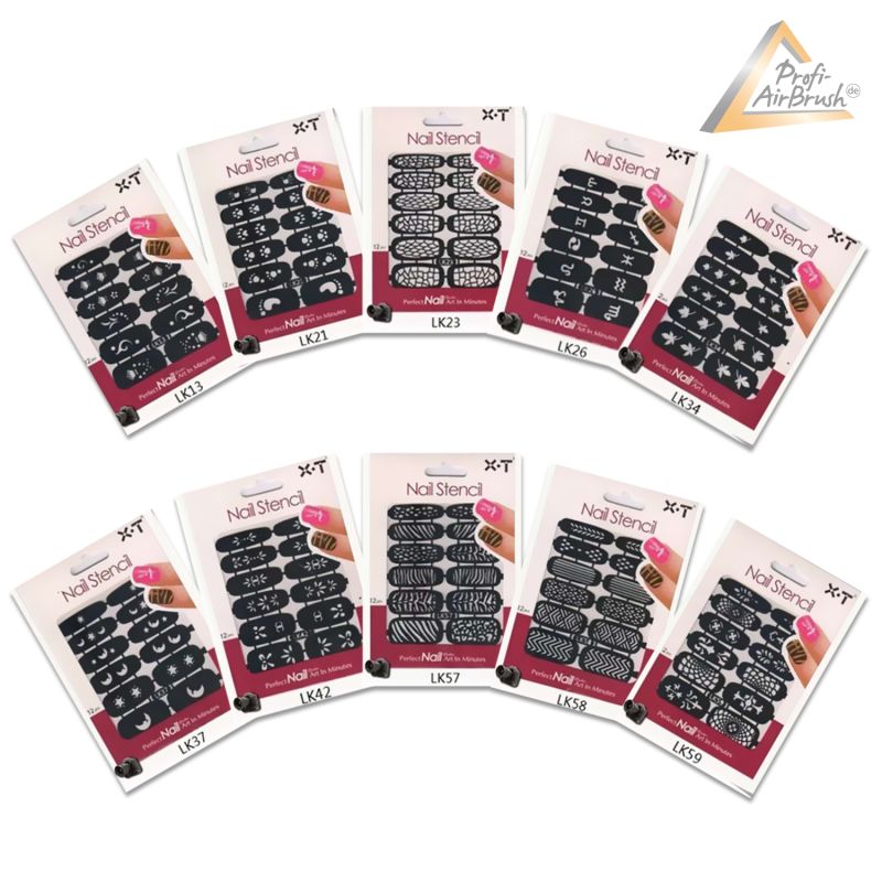 Selbstklebende Airbrush-Schablonen 10er Set Selbstklebende Airbrush-Schablonen 10er Set