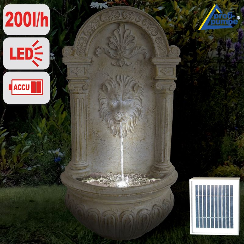 Solar Garten Wandbrunnen Lowen Brunnen Mit Led Licht