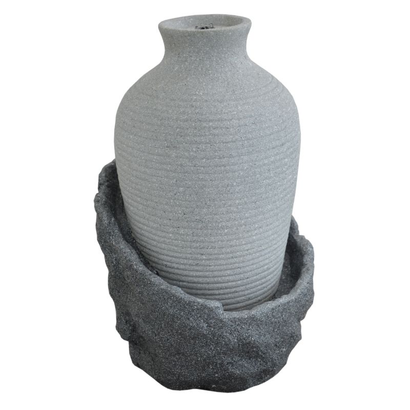 Gartenbrunnen AMPHORE KORFU mit LED-Licht GARTENBRUNNEN BRUNNEN ZIERBRUNNEN VOGELBAD WASSERFALL GARTENLEUCHTE TEICHPUMPE - SPRINGBRUNNEN WASSERSPIEL Amphore