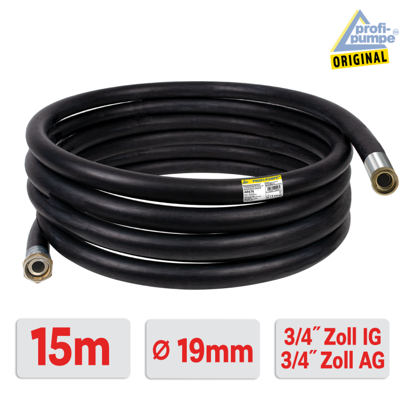 Diesel Gummi-Schlauch-Set 2.2 Innendurchmesser 19mm mit 3/4" Zoll AG-, 3/4" Zoll IG-Schlaucht&uuml;llen