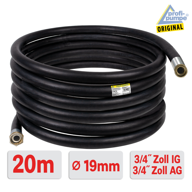 Diesel Gummi-Schlauch-Set 2.2 Innendurchmesser 19mm mit 3/4" Zoll AG-, 3/4" Zoll IG-Schlaucht&uuml;llen