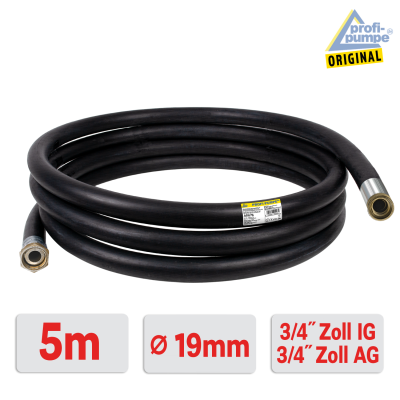 Diesel Gummi-Schlauch-Set 2.2 Innendurchmesser 19mm mit 3/4" Zoll AG-, 3/4" Zoll IG-Schlaucht&uuml;llen