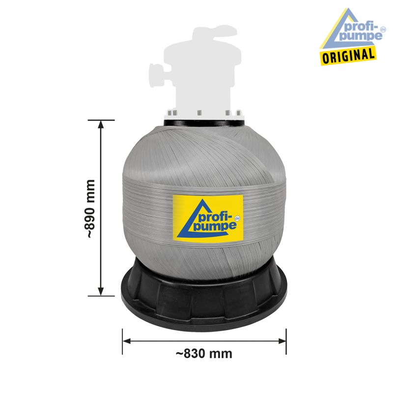 Gehäuse Pool-Clean-Filter-"Filter-Ball" PCF-FB 800 Abmessung Gehäuse Pool-Clean-Filter-"Filter-Ball" PCF-FB 800 Abmessung