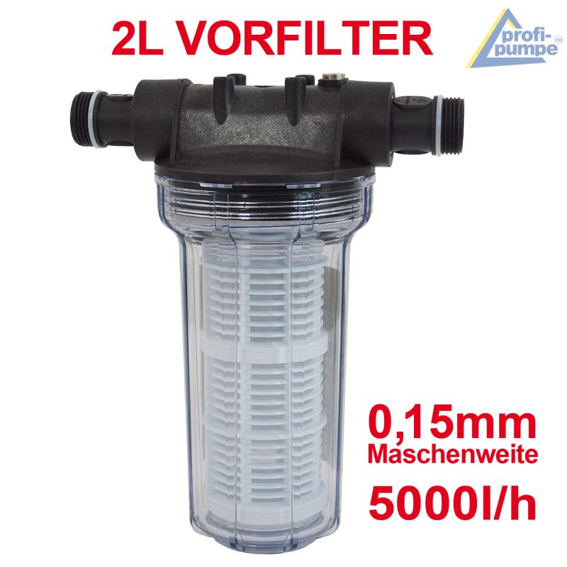 Vorfilter 2 Liter Kartuschenfilter AQUA 2 Liter, Wasser Vorfilter, Schmutzfilter, Sandfilter, Vorsatzfilter