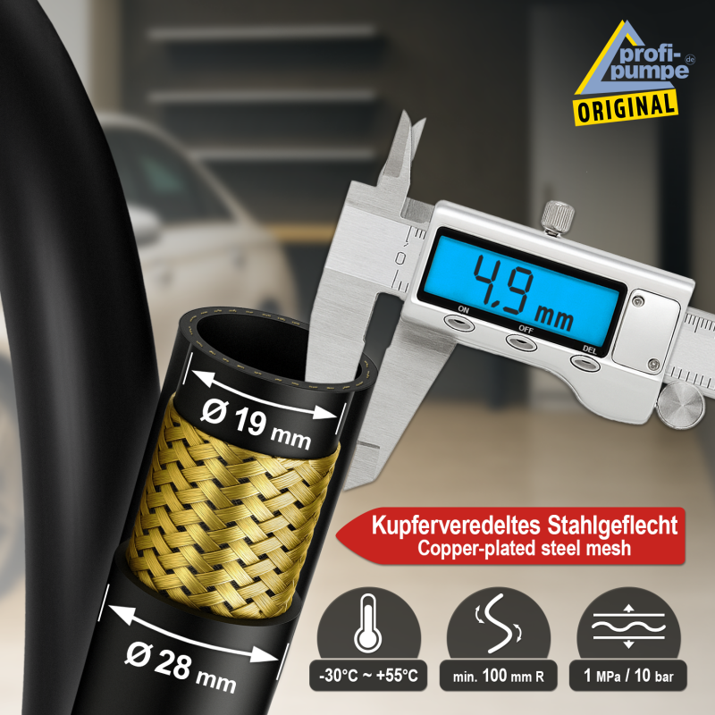 Gummischlauch mit Kupferveredelte beschichtetes Stahlgeflecht Gummi-Schlauch mit vormontierten Schlauchtüllen, Diesel Schlauch, Dieselschlauch