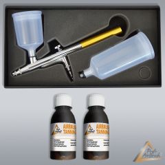 Airbrushpistole Profi-AirBrush Gravity Single-Action-Gun 2002 D 0,3 mit 2*100 ml Körper-Selbstbräunungslotion