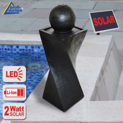  Solar - Brunnen GRANIT-BLACK-3 mit Li-Ion-Akku und LED-Licht