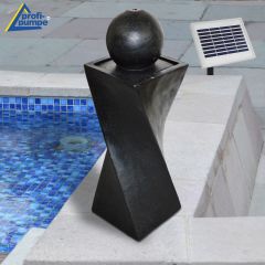  Solar - Brunnen GRANIT-BLACK-3 mit Li-Ion-Akku und LED-Licht