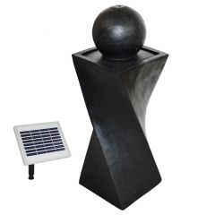 Solar - Brunnen GRANIT-BLACK-3 mit Li-Ion-Akku & LED-Licht