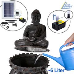 Solar Gartenbrunnen BUDDHA-ETERNITY mit LED-Licht und Li-Ion-Akku