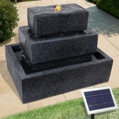 Solar Gartenbrunnen BASALT-KASKADE mit LED-Licht und Li-Ion-Akku Solar Gartenbrunnen BASALT-KASKADE mit LED-Licht und Li-Ion-Akku