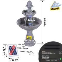  Solar - Brunnen ASIA-GARTEN-3 mit Li-Ion-Akku und LED-Licht