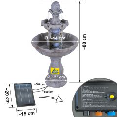 Solar - Brunnen ASIA-GARTEN-3 mit Li-Ion-Akku und LED-Licht