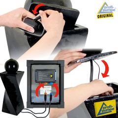  Solar - Brunnen GRANIT-BLACK-3 mit Li-Ion-Akku und LED-Licht