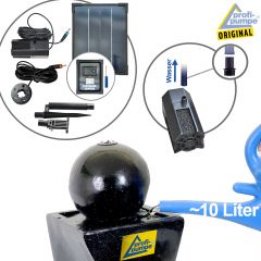  Solar - Brunnen GRANIT-BLACK-3 mit Li-Ion-Akku und LED-Licht