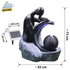  Solar - Brunnen LADY in BLACK-3 mit Li-Ion-Akku und LED-Licht