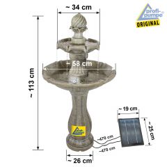 Solar - Brunnen KLASSIK-GARTEN-3-1 mit LiIon-Akku & LED-Licht