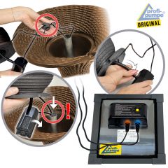  Solar - Brunnen RATTAN-3 mit Li-Ion-Akku und LED-Licht