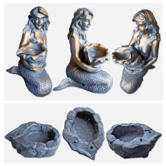  Solar - Brunnen MEERJUNGFRAU am TEICH-3 mit Li-Ion-Akku und LED-Licht