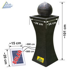 B-Ware Solar Gartenbrunnen ELEGANTIA Quellkugelbrunnen mit LED-Licht und Li-Ion-Akku