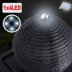 B-Ware Solar Gartenbrunnen ELEGANTIA Quellkugelbrunnen mit LED-Licht und Li-Ion-Akku