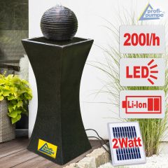 B-Ware Solar Gartenbrunnen ELEGANTIA Quellkugelbrunnen mit LED-Licht und Li-Ion-Akku