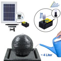 B-Ware Solar Gartenbrunnen ELEGANTIA Quellkugelbrunnen mit LED-Licht und Li-Ion-Akku