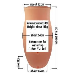Regenfass mit Pflanzschale - Amphore Maja 300l terrakotta - zzgl. Fallrohrfilter T33 - Auswahl