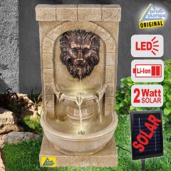 B-Ware Solar GARTEN- & WANDBRUNNEN LÖWENHERZ mit LED-Licht