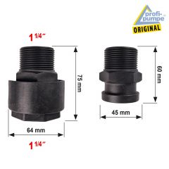 Kunststoff-Verschraubung QUICK RELEASE 1 1/4 AG x 1 1/4 IG