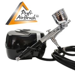 Profi-AirBrush Carry II BLACK - Color IV mit Airbrush Farben 19-er Wasserbasis Set