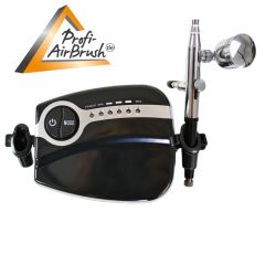 Profi-AirBrush Carry II BLACK - Color IV mit Airbrush Farben 19-er Wasserbasis Set
