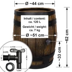 Regentonne Eichenfass 120L
