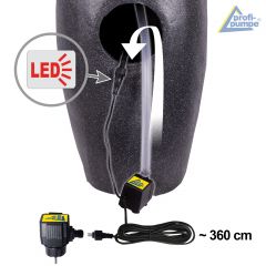 230V - Gartenbrunnen WASSER-ZWILLING  mit LED-Licht 