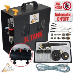 Profi-AirBrush Kompressor DUO-Power II-C Set I mit Single-Action-Gun 138 D 0,8