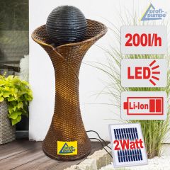 Solar - Brunnen RATTAN-2 mit LiIon-Akku & LED-Licht