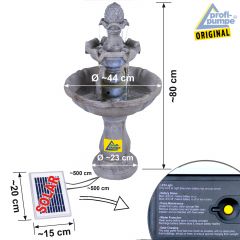 Solar - Brunnen ASIA-GARTEN-2 mit LiIon-Akku & LED Licht(Neu)